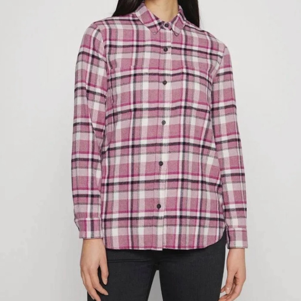 Madewell Cornado Plaid Classic Ex-Boyfriend Flannel Shirt, Medium